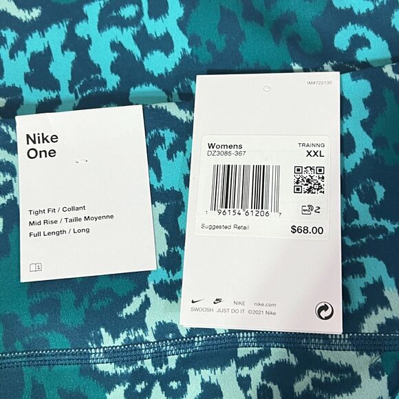 Nike ONE Luxe Women's MID-Rise Full Lenght Leggings, Anime Floral Blue, Size XXL - Picture 7 of 7